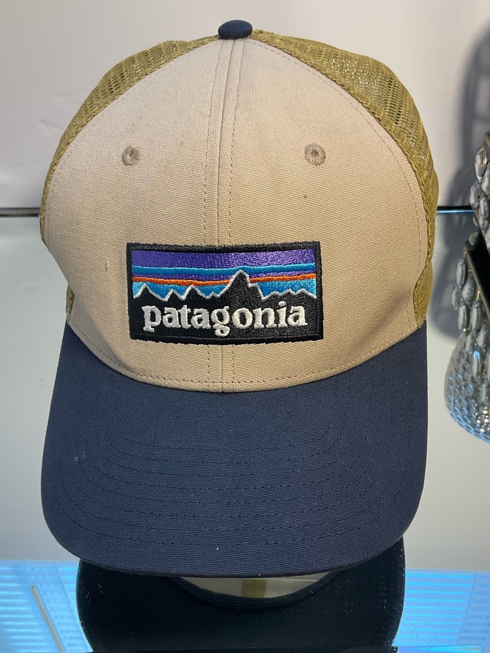 Patagonia Tan, Navy & Olive Mesh Trucker Hat